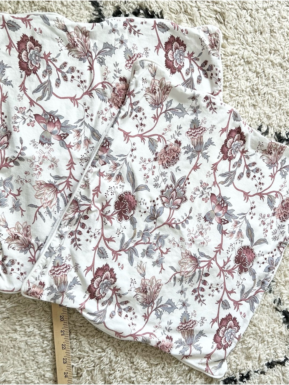 Floral pillow covers (2) in Cream and Mauve and Grey